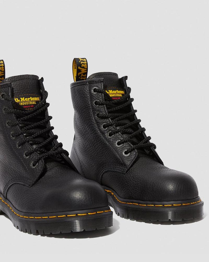 Men's Dr Martens Icon 7B10 Leather Steel Toe Work Boots Black | AU 651SGL